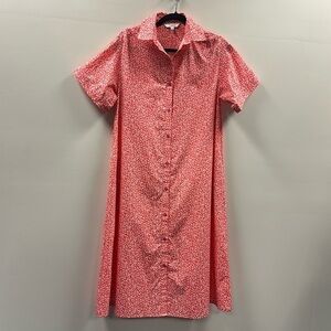 Tucker Sarah Shirtdress Orange/Coral Ditsy Floral Print Cotton XS Cottagecore